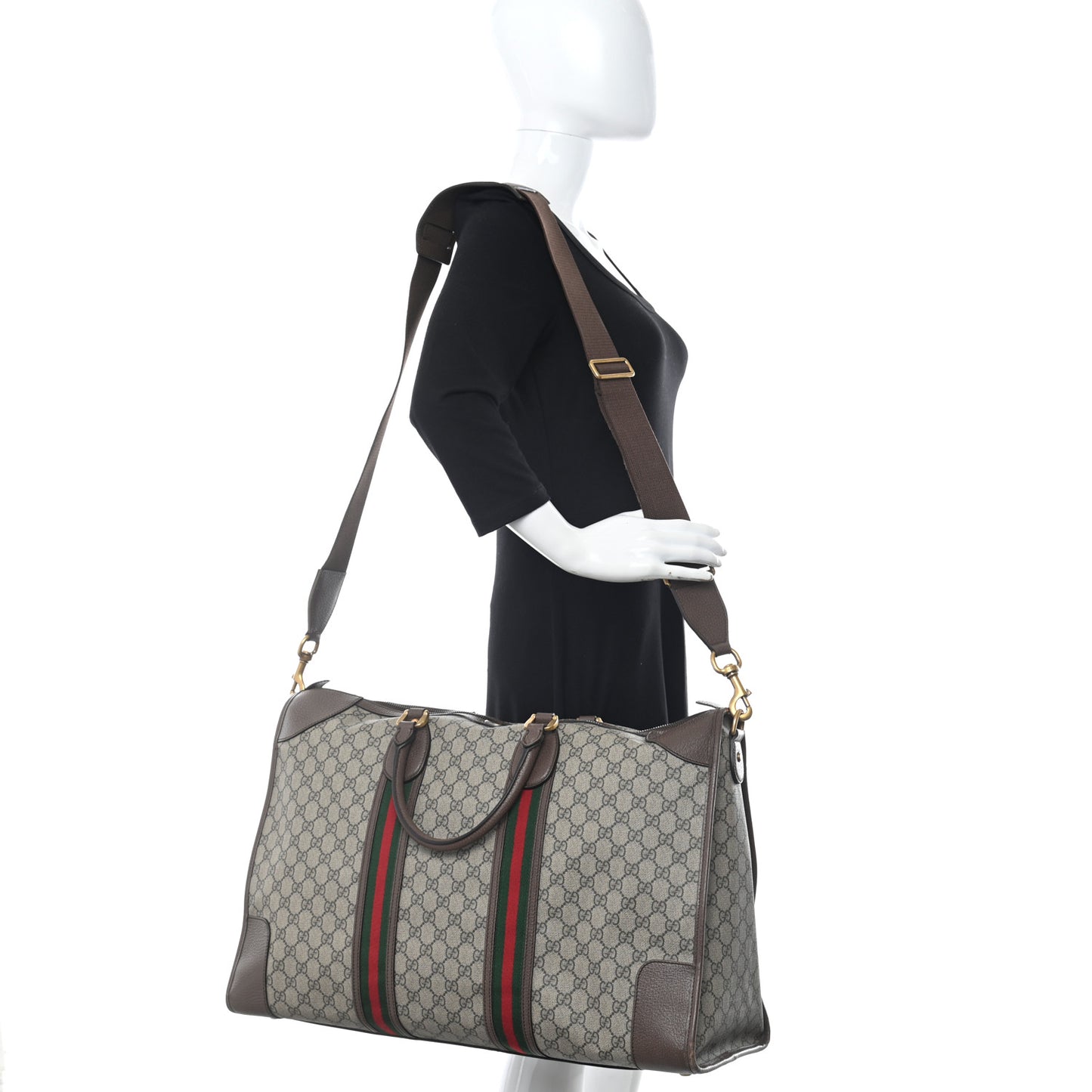 GG Supreme Monogram Web Large Ophidia Carry-On Duffle Bag Beige New Acero