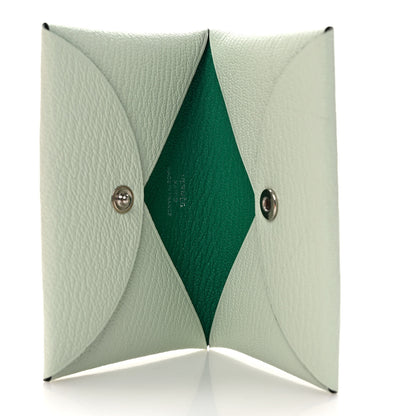 Hermes Chevre Mysore Verso Calvi Duo Card Case Vert Fizz Menthe 6 of 7