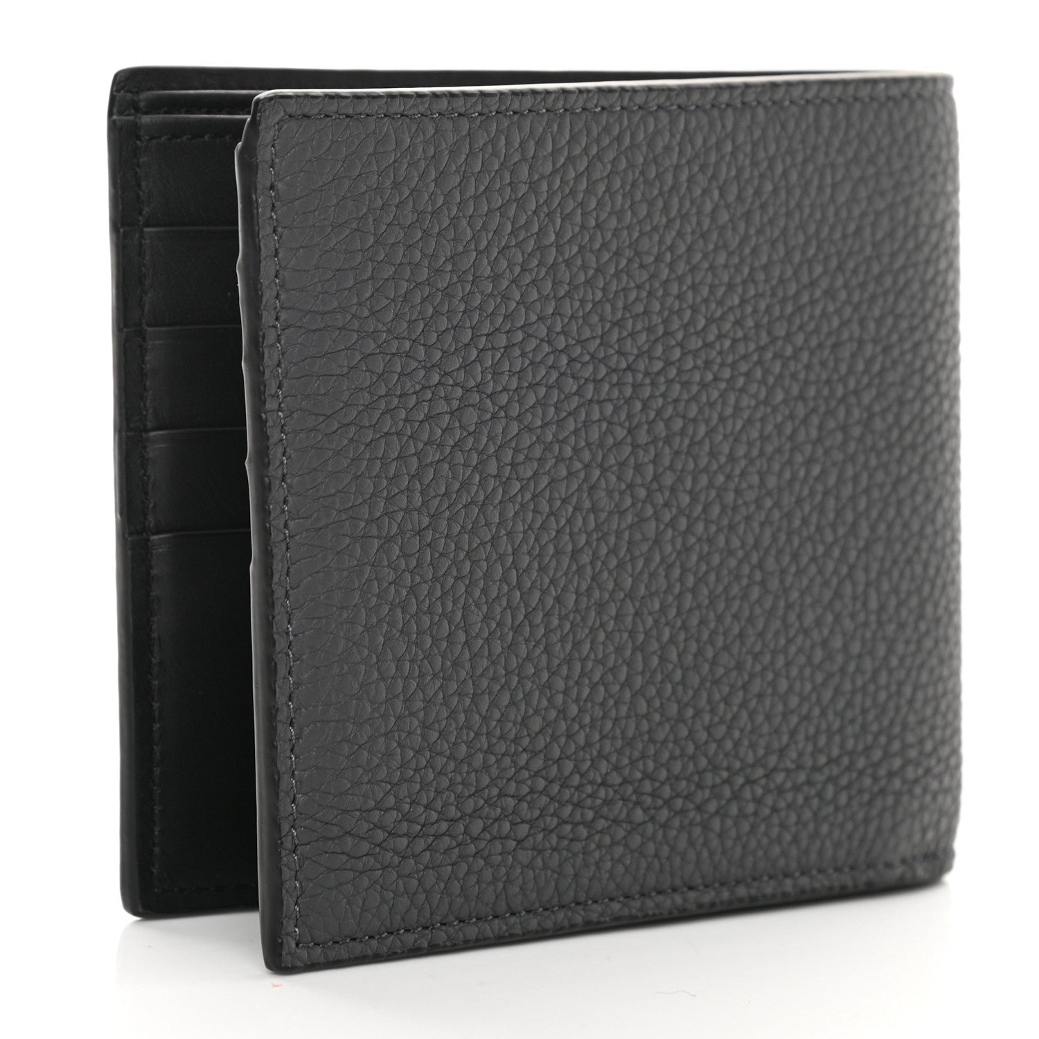 Loewe Grained Calfskin Bi-fold Wallet Grey Black 3 of 9