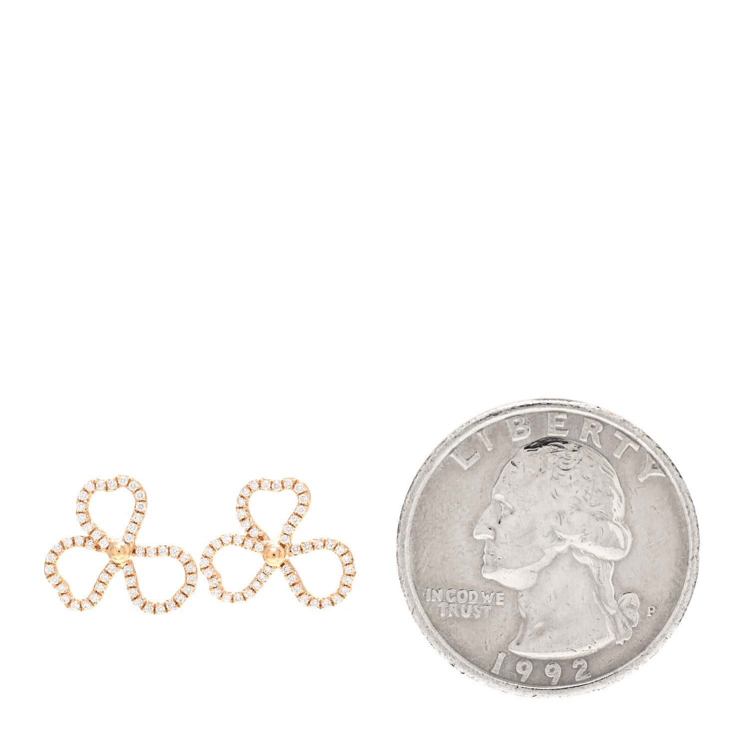 Tiffany 18K Rose Gold Diamond Paper Flowers Open Flower Earrings 2 of 4