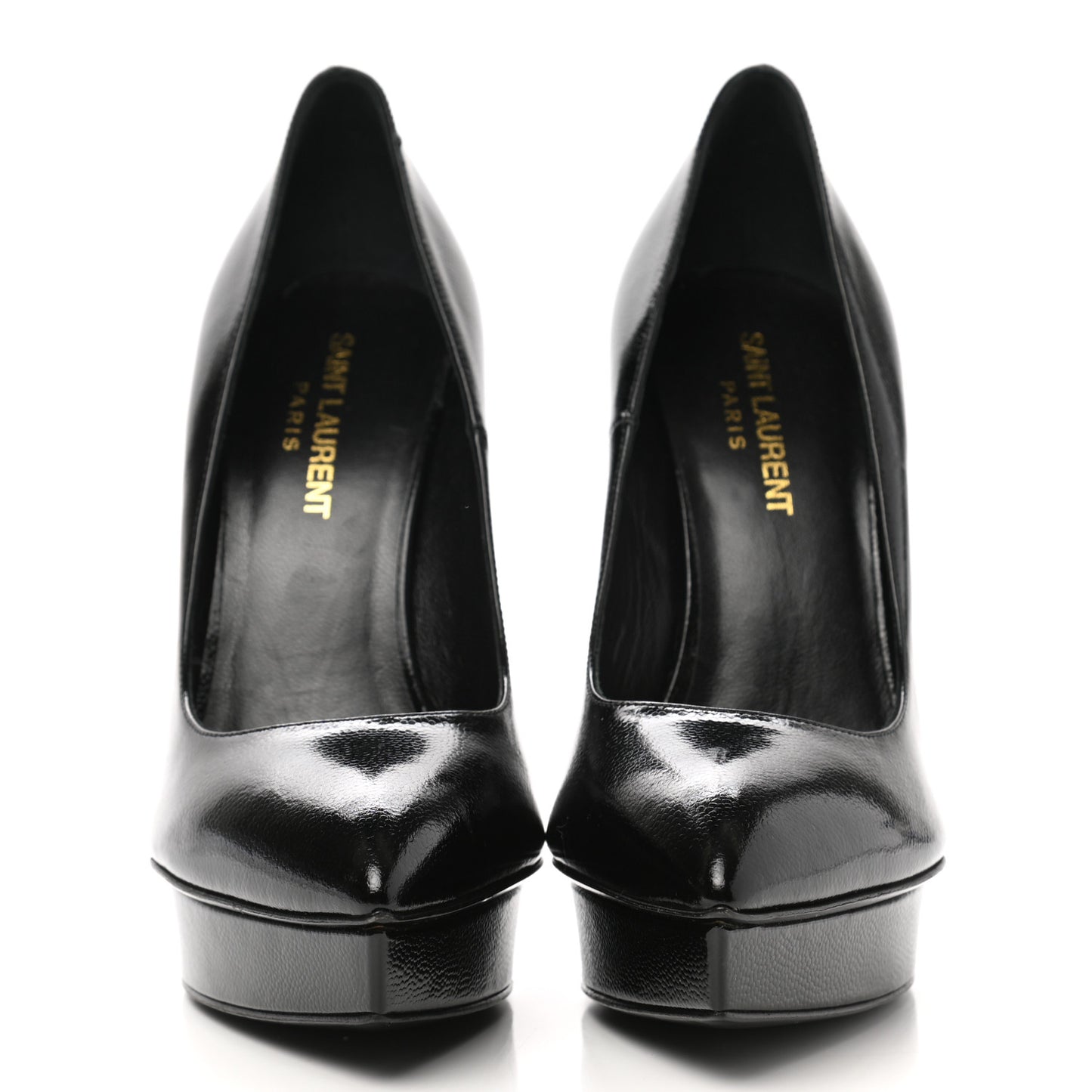 Pebbled Patent Calfskin Janis 105 Platform Pumps 37 Black