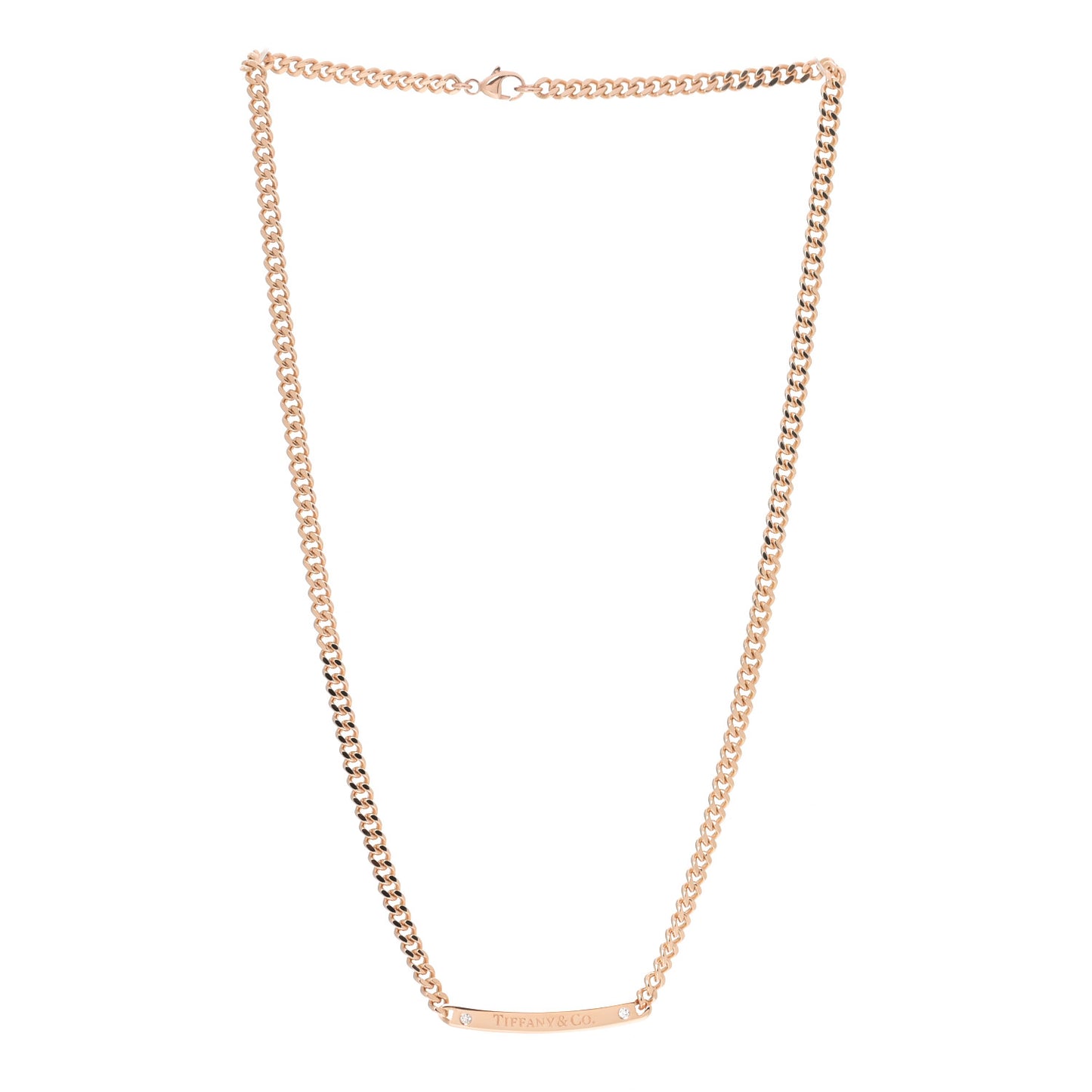 18K Rose Gold Diamond Micro Link ID Chain Necklace