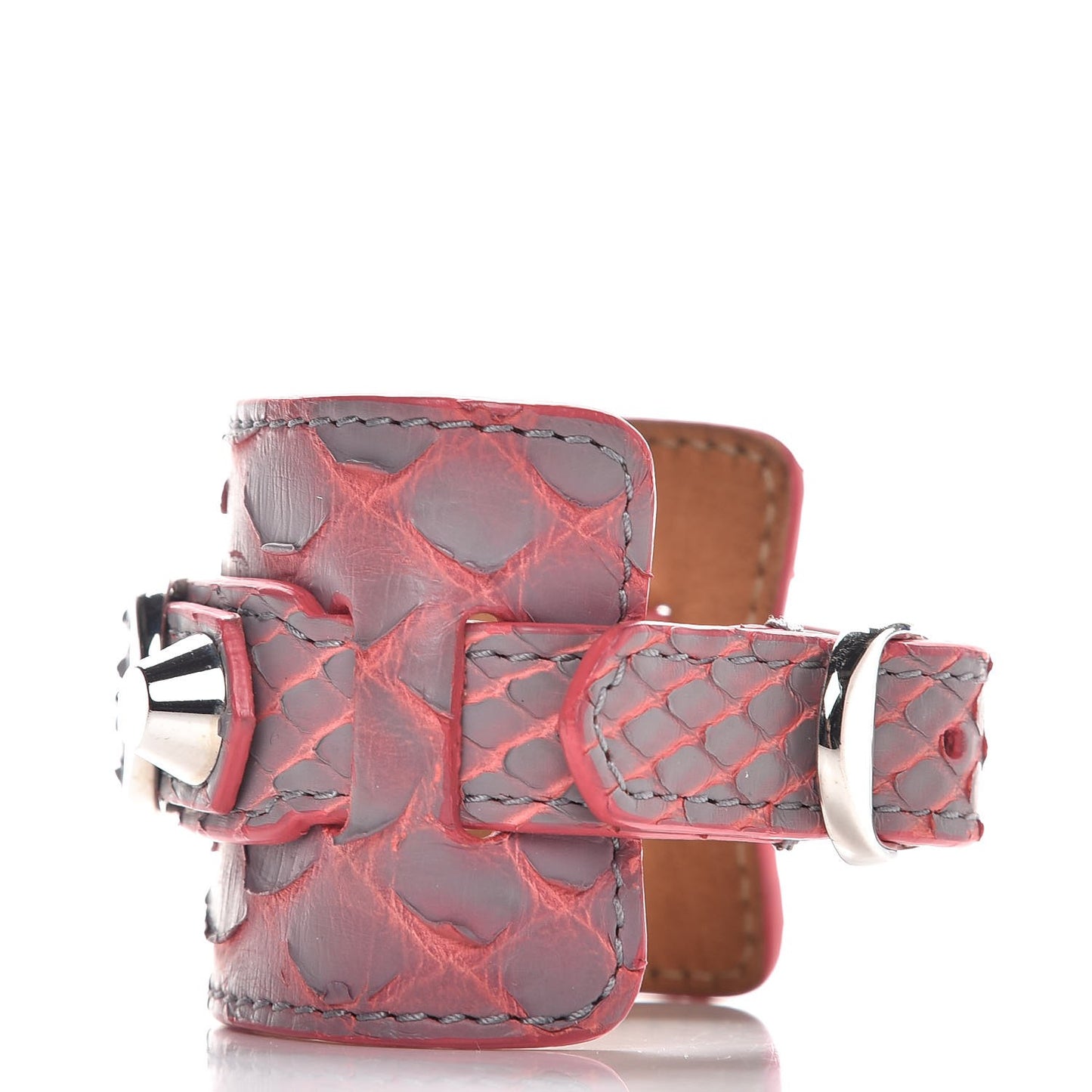 Python Ligne Classic Hardware Bracelet M Gris Perle Orange Pink