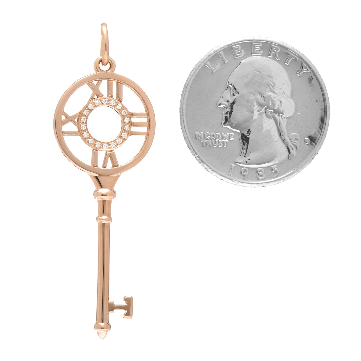 18K Rose Gold Diamond Atlas Key Pendant