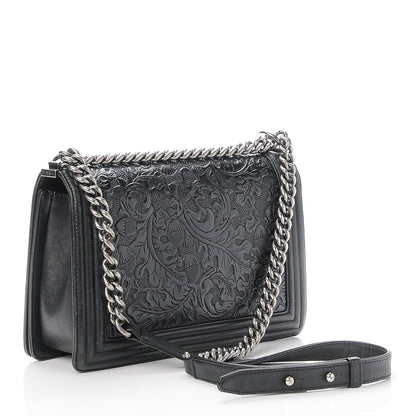 Chanel Calfskin Embossed New Medium Cordoba Boy Flap Black 4 of 13