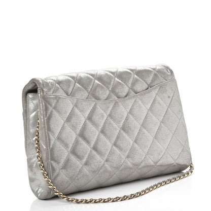 Chanel Iridescent Calfskin Clutch With Chain Flap Silver 3 of 14