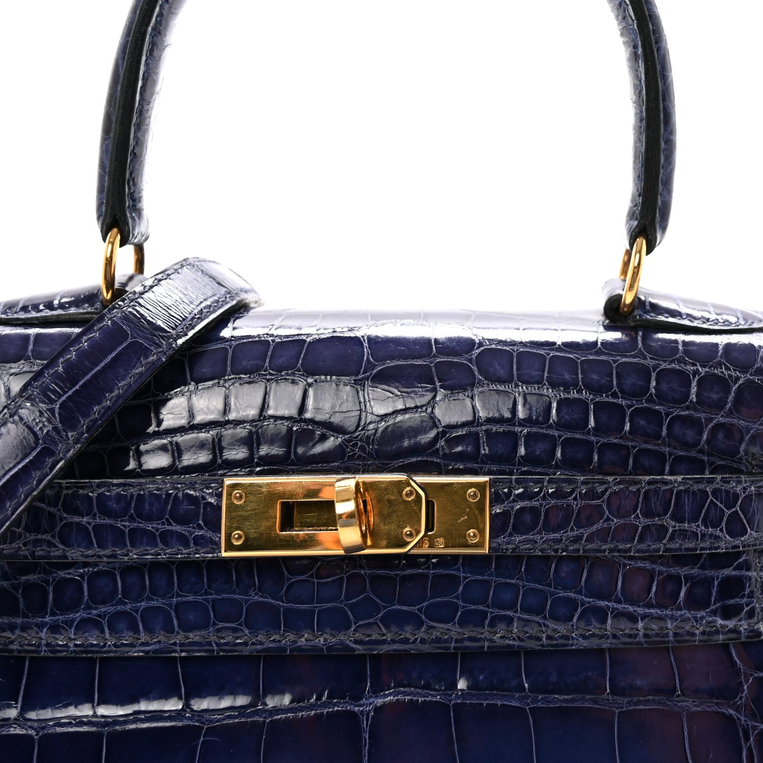 Hermes Shiny Alligator Mini Kelly Sellier 20 Bleu Roi 8 of 16