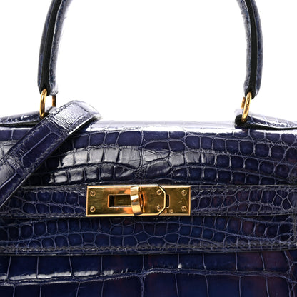 Hermes Shiny Alligator Mini Kelly Sellier 20 Bleu Roi 8 of 16
