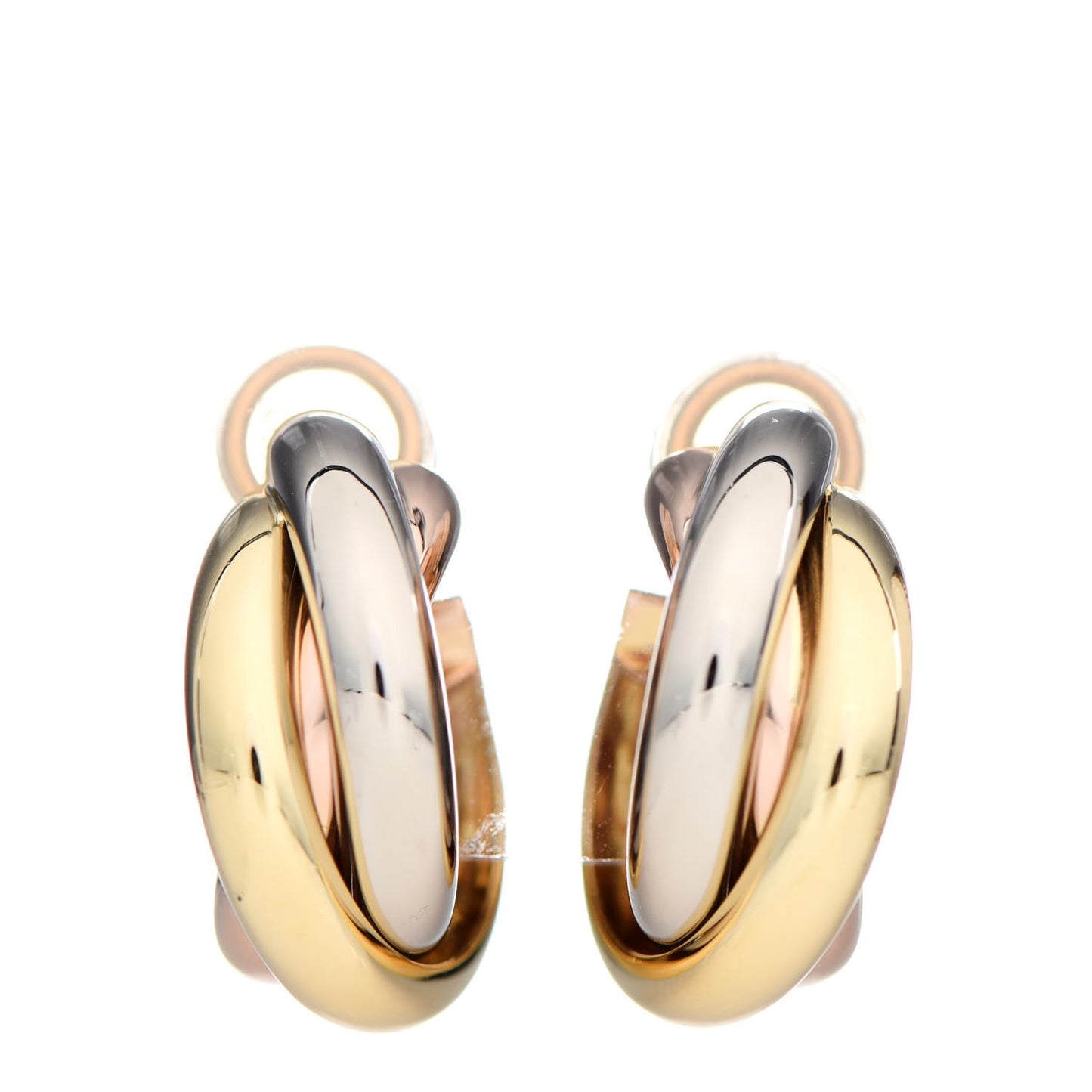 18K Pink Yellow White Gold Trinity Clip-On Earrings