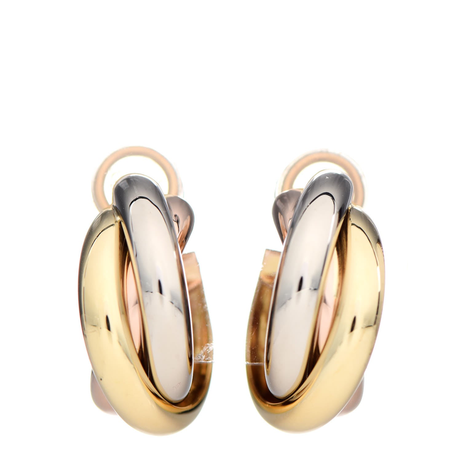 Cartier 18K Pink Yellow White Gold Trinity Clip-On Earrings 1 of 4