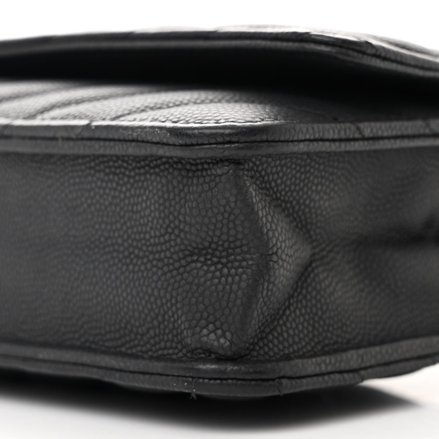 Caviar Chevron Quilted Wallet On Chain WOC Black