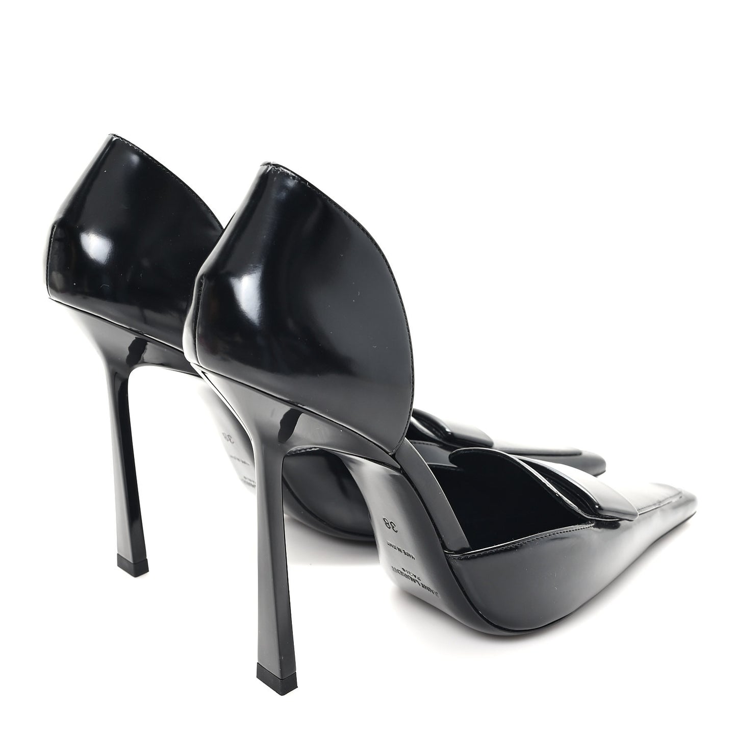 Patent Calfskin Dorsay 110 Pumps 38 Black