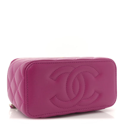Chanel Lambskin Quilted Small Pearl Crush Vanity Case With Chain Fuchsia 4 of 12