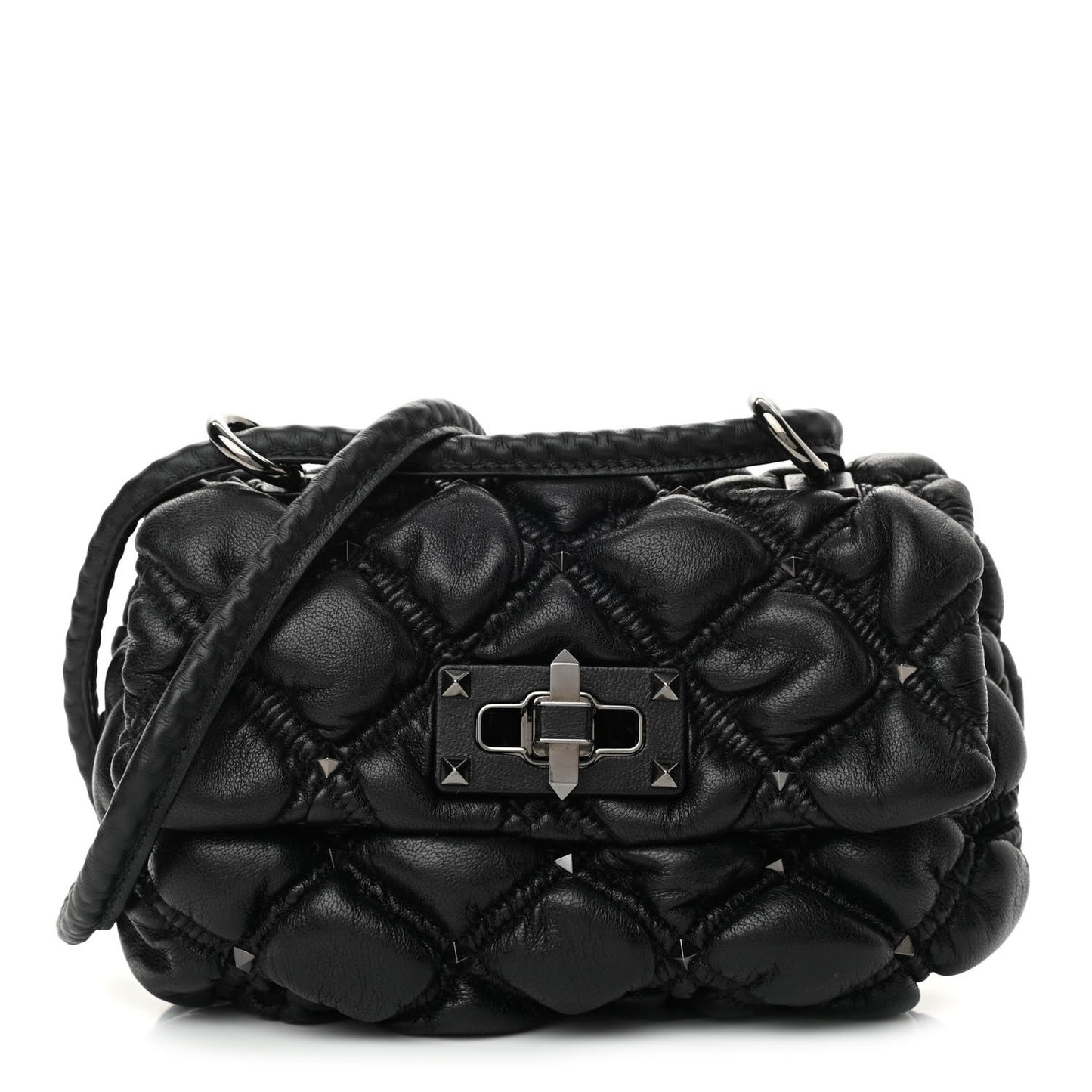 Nappa Small Spikeme Shoulder Bag Black