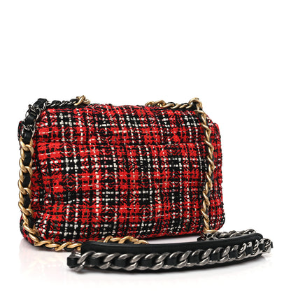 Chanel Tweed Quilted Medium Chanel 19 Flap Red Black 4 of 10