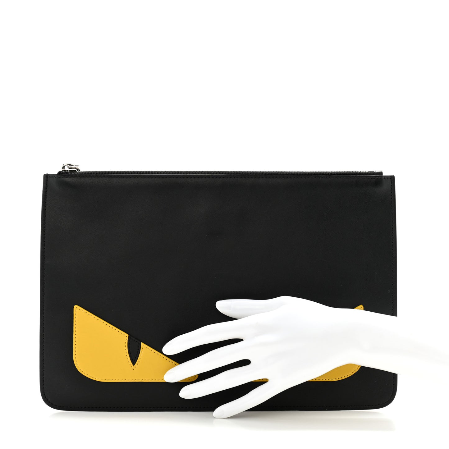 Vitello Century Monster Eyes Inlay Pouch Black Giallo