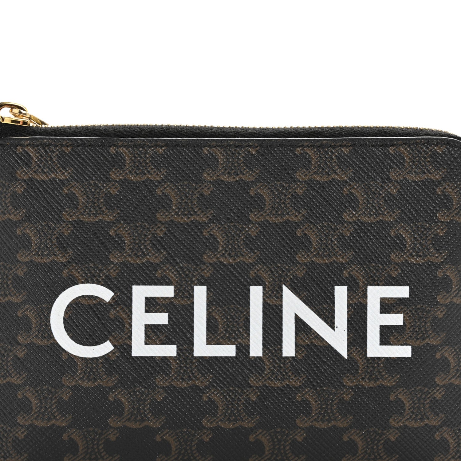Celine Triomphe Canvas Logo Coin and Card Pouch With Hook Black 6 of 10