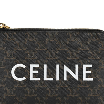 Celine Triomphe Canvas Logo Coin and Card Pouch With Hook Black 6 of 10