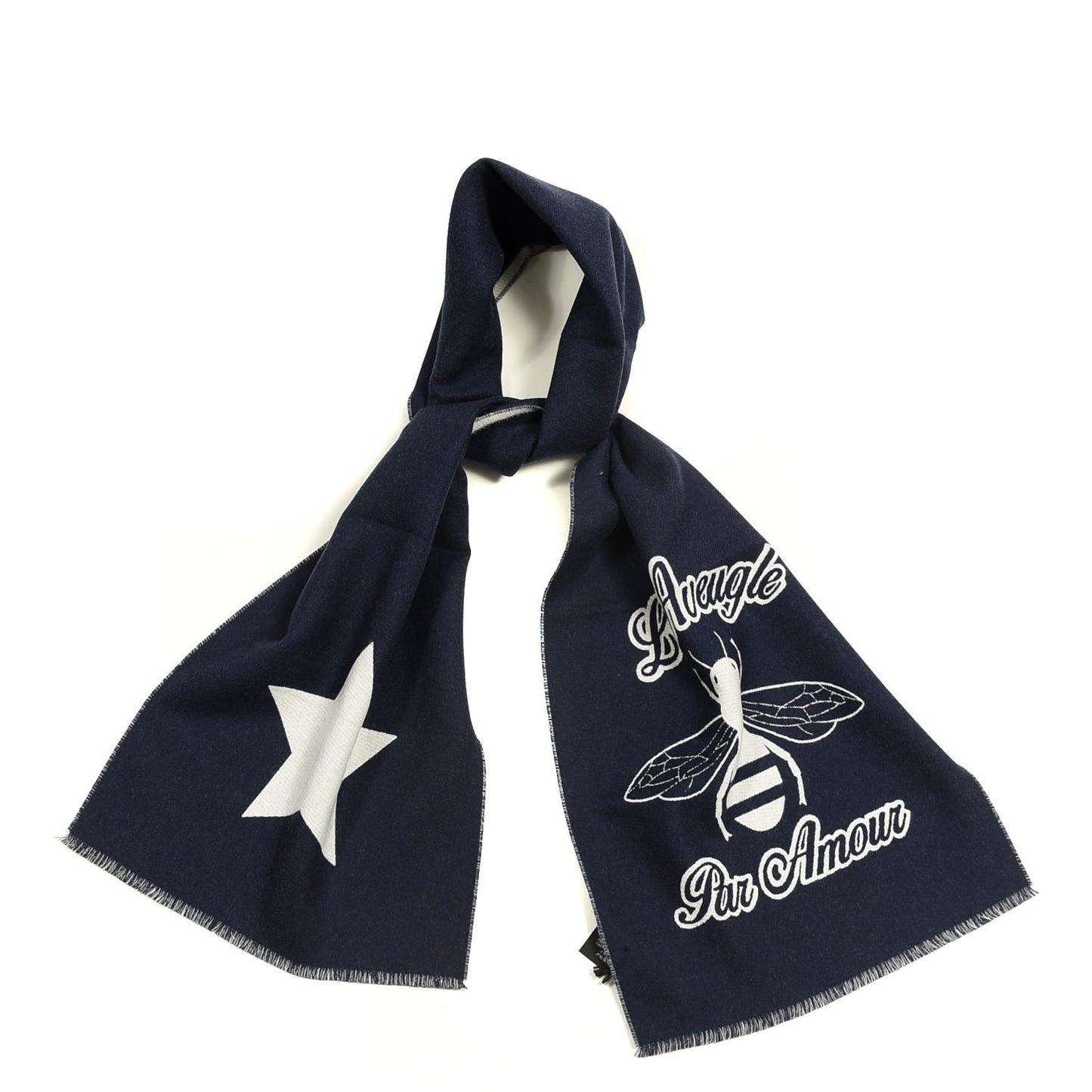 Wool L'Aveugle Par Amour Scarf Navy White