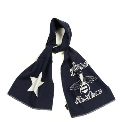 Gucci Wool L'Aveugle Par Amour Scarf Navy White 1 of 5