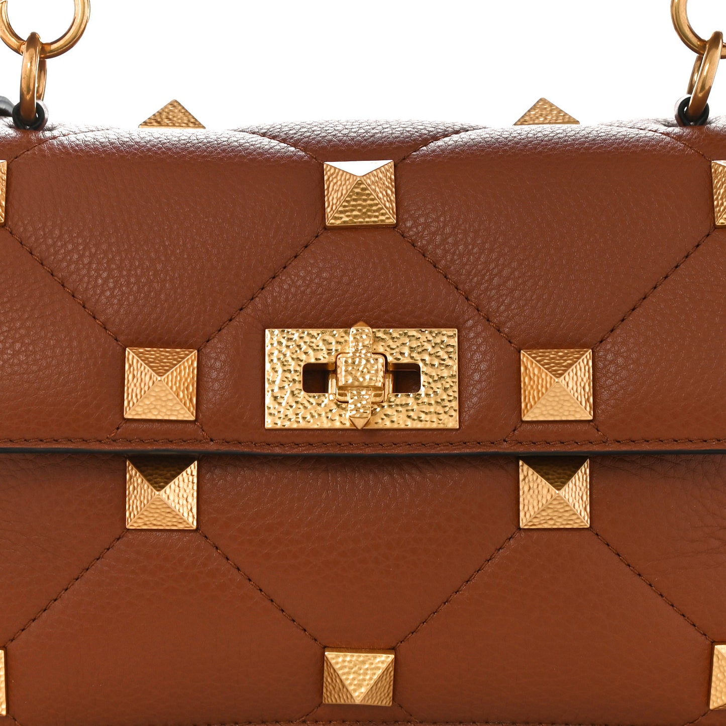 Grained Calfskin Medium Roman Stud Shoulder Bag Selleria