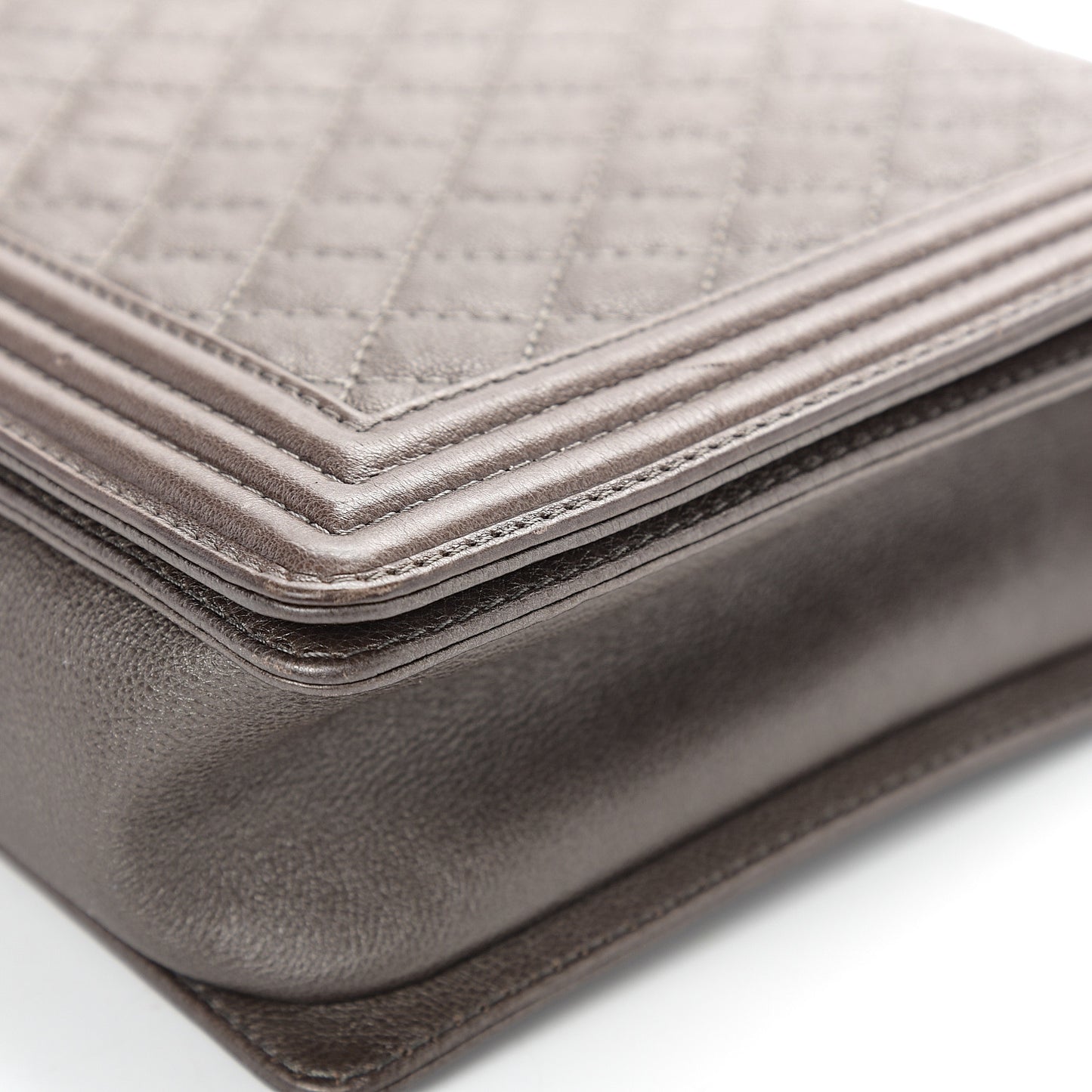 Calfskin Quilted Large Boy Flap Grey