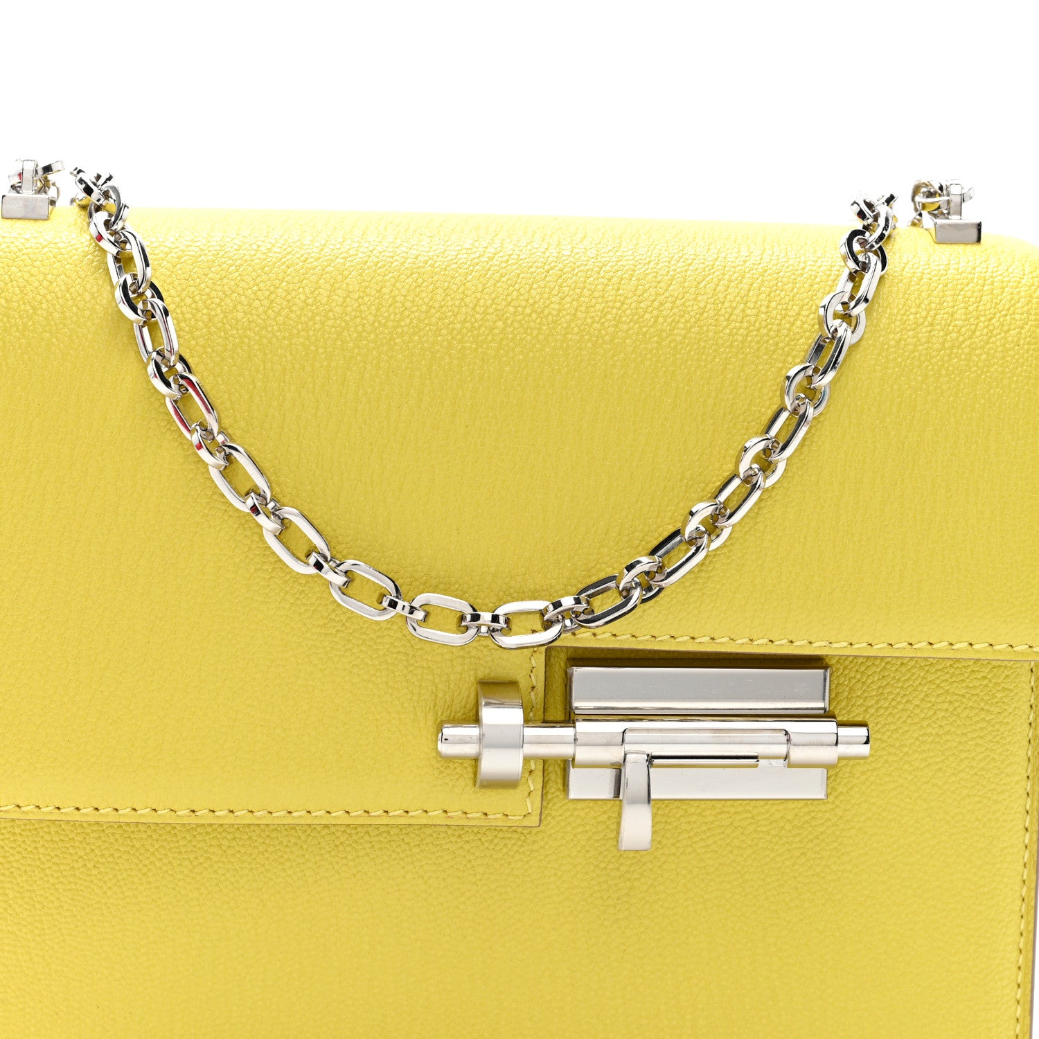 Hermes Chevre Mysore Mini Verrou Chaine Bag Lime 7 of 9