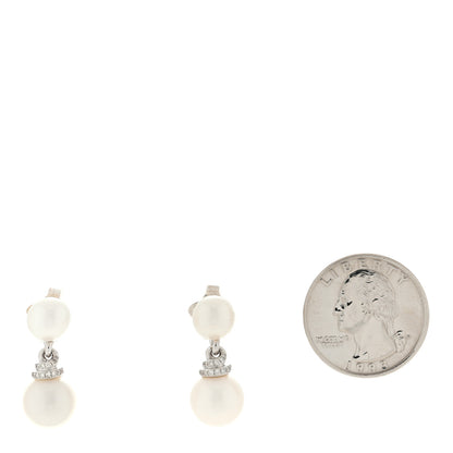 David Yurman Sterling Silver Diamond Pearl Continuance Drop Earrings 2 of 4