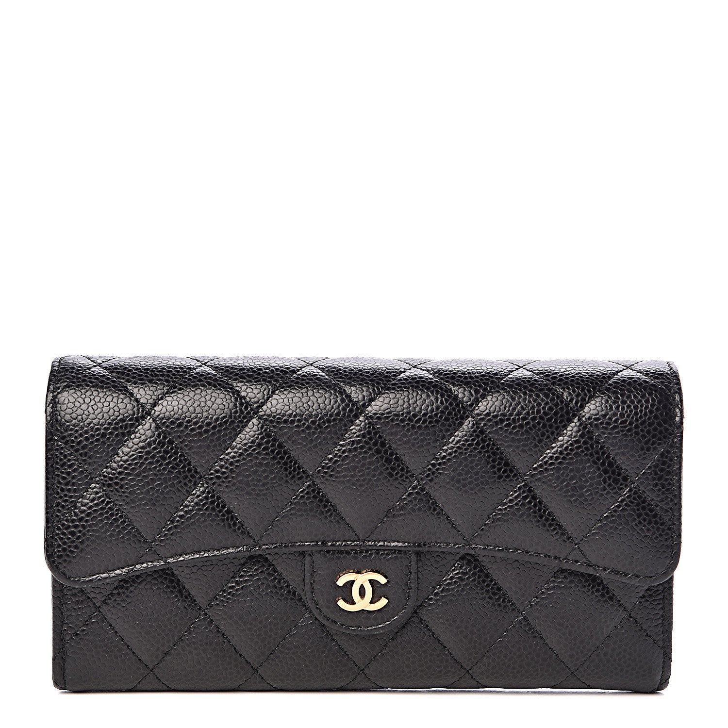 Chanel Caviar Quilted Large Flap Gusset Wallet Black 1 of 9