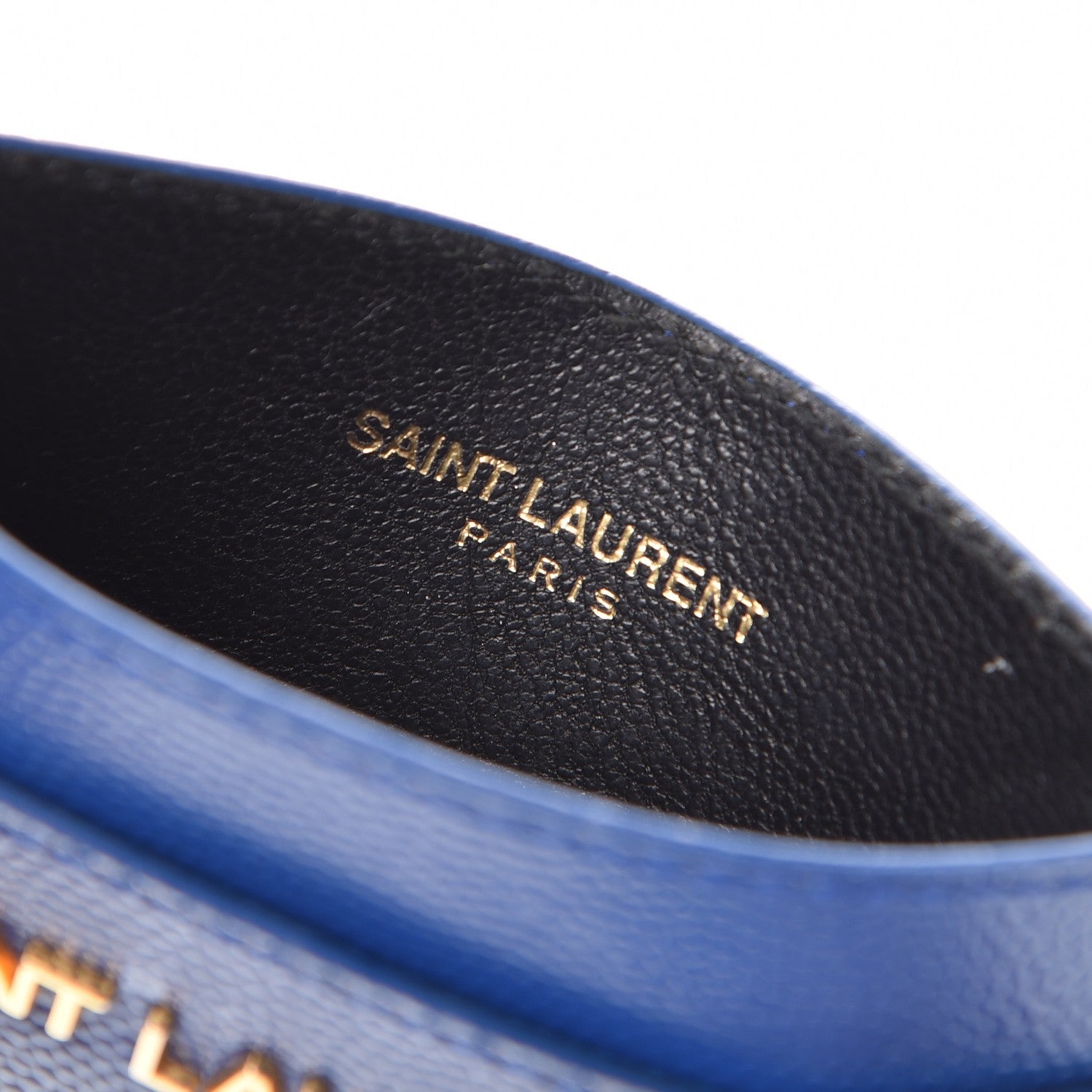 Saint Laurent Grain De Poudre Classic Letters Credit Card Case Blue Majorelle 6 of 9