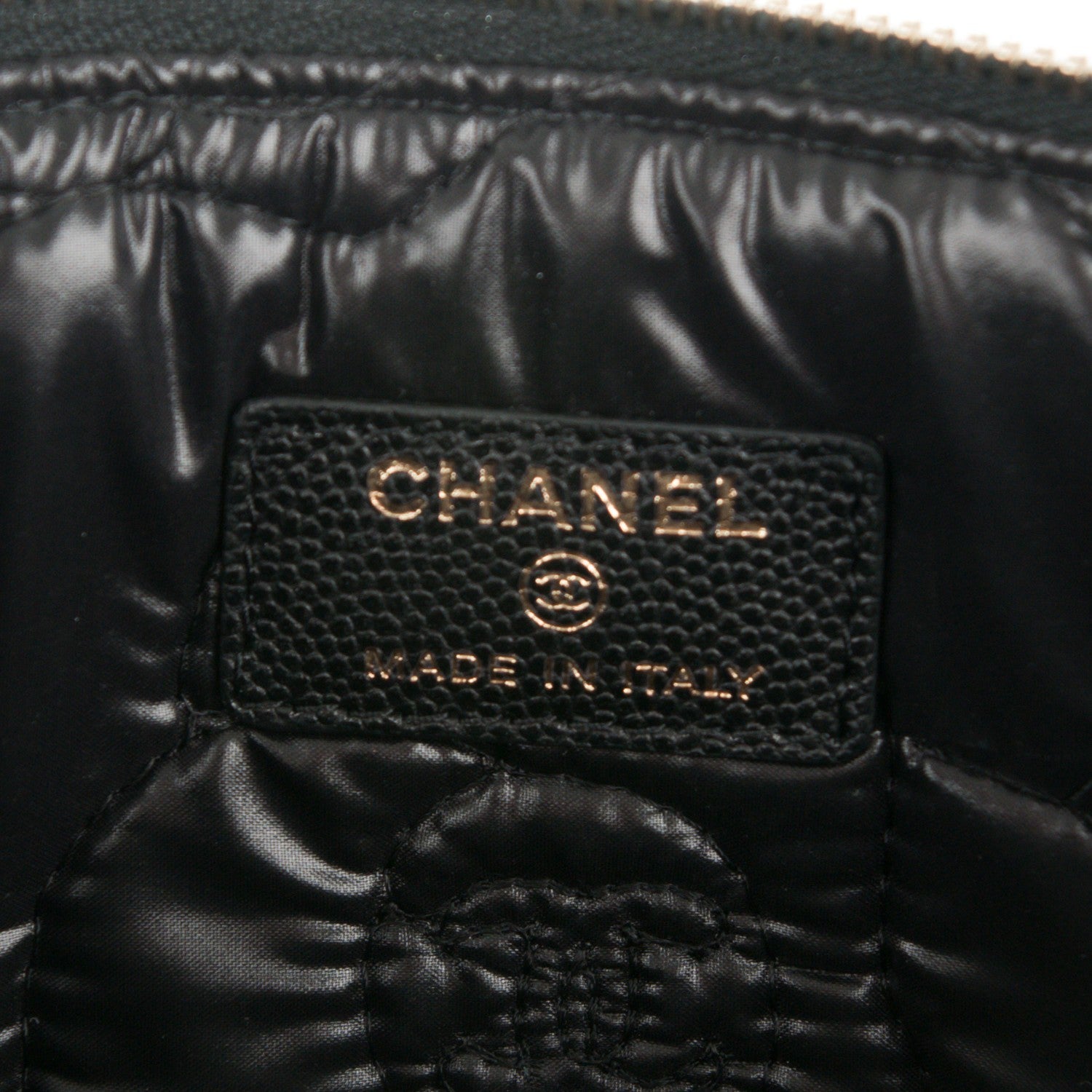 Chanel Caviar Camellia Embossed Medium Cosmetic Case Black 6 of 7