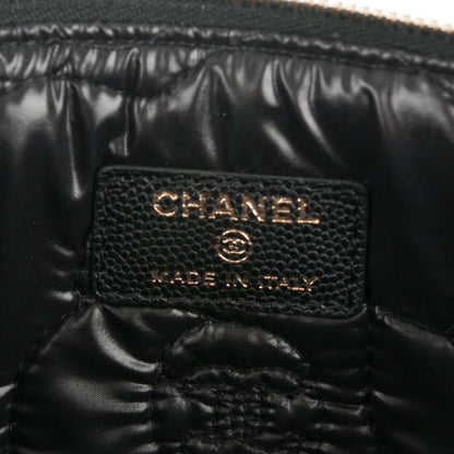 Chanel Caviar Camellia Embossed Medium Cosmetic Case Black 6 of 7