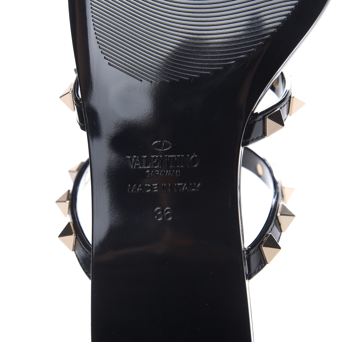 PVC Jelly Rockstud Caged Flat Thong Sandals 36 Black