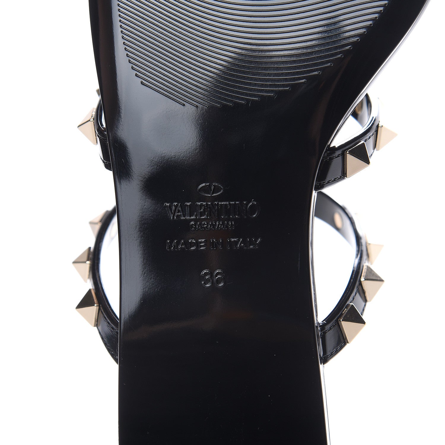 Valentino Garavani PVC Jelly Rockstud Caged Flat Thong Sandals 36 Black 7 of 8