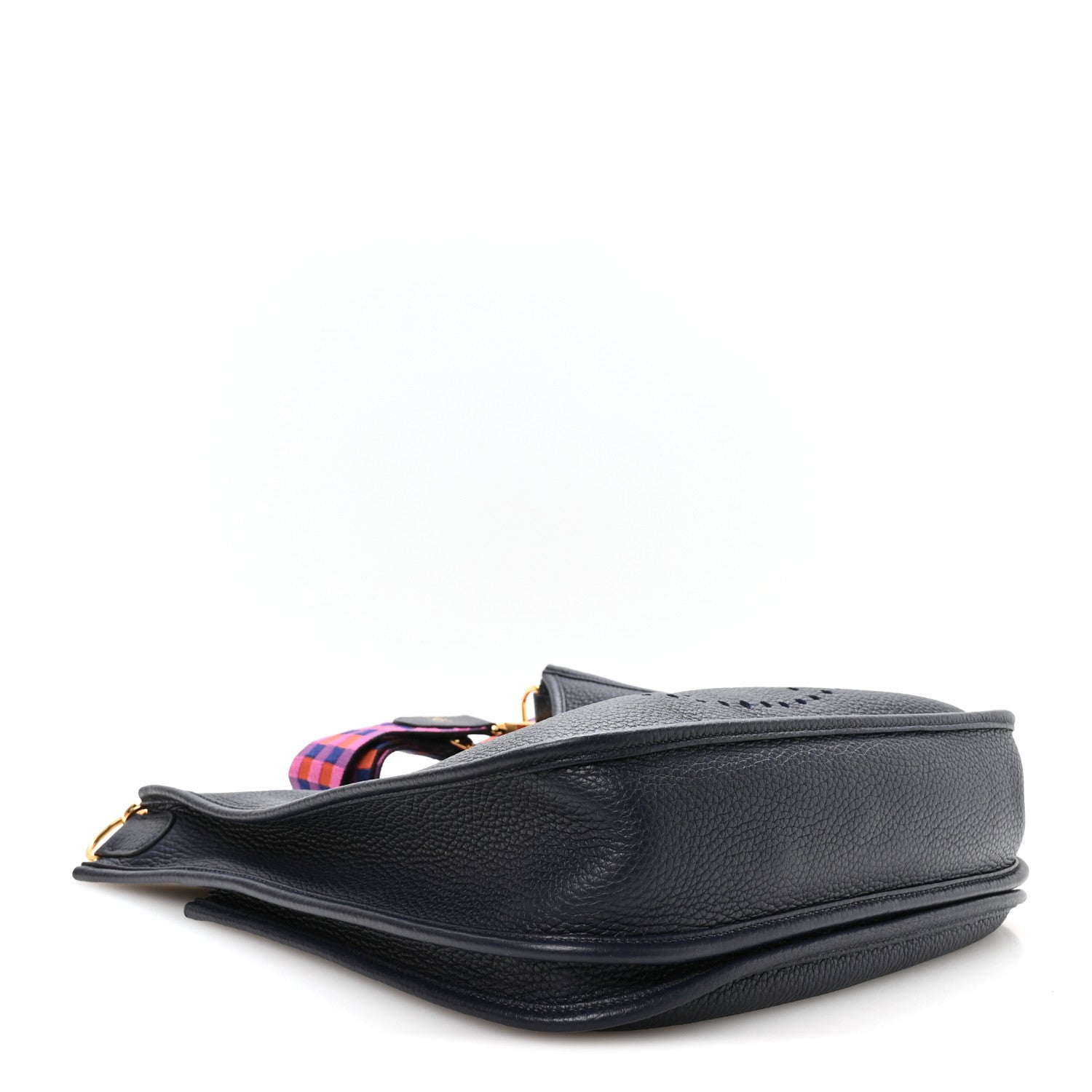 Hermes Taurillon Clemence Quadrille Evelyne III PM Bleu Nuit Bleu Saphir Anemone Capucine 4 of 11