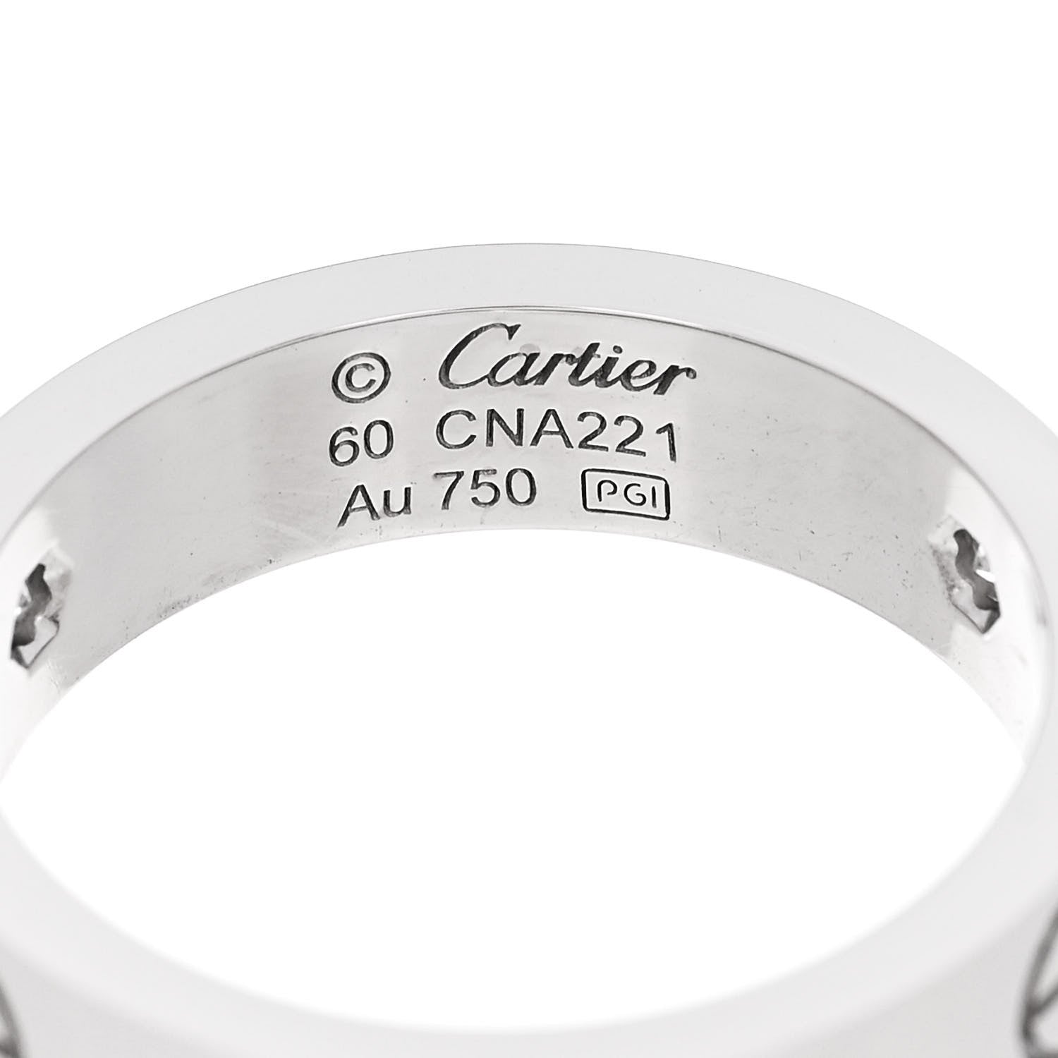 Cartier 18K White Gold 3 Diamond 5.5mm LOVE Ring 60 9.25 4 of 4