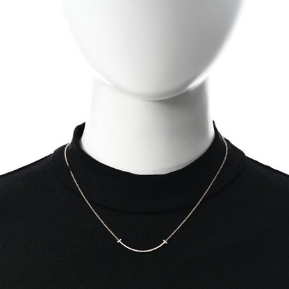 Tiffany 18K Rose Gold Diamond Small T Smile Pendant Necklace 2 of 6