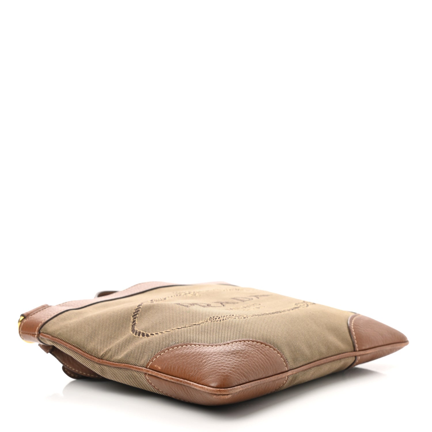 Prada Jacquard Logo Small Flat Messenger Bag Corda Brandy 4 of 15