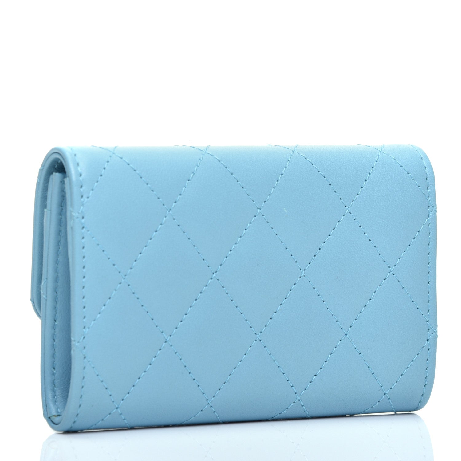 Chanel Lambskin Quilted Flap Card Holder Light Blue 3 of 10
