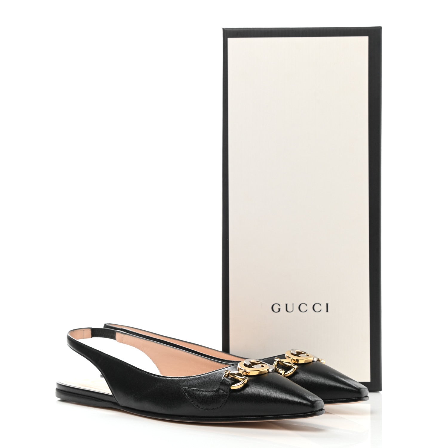 Gucci Malaga Kid Nappa Zumi Slingback Flats 35 Black 10 of 10