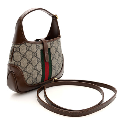 Gucci GG Supreme Monogram Azalea Calfskin Web Mini Jackie 1961 Hobo Beige Ebony Brown Sugar 3 of 9
