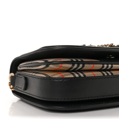 Burberry Smooth Calfskin 1983 Knight Check Link Shoulder Bag Black 7 of 9
