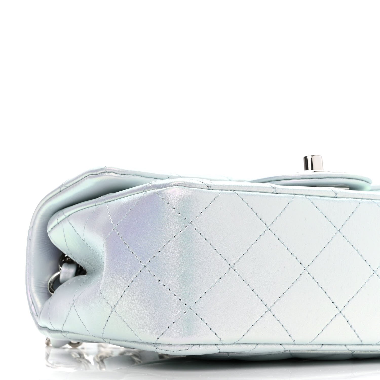Chanel Iridescent Calfskin Quilted Mini Rectangular Flap Light Blue 9 of 11