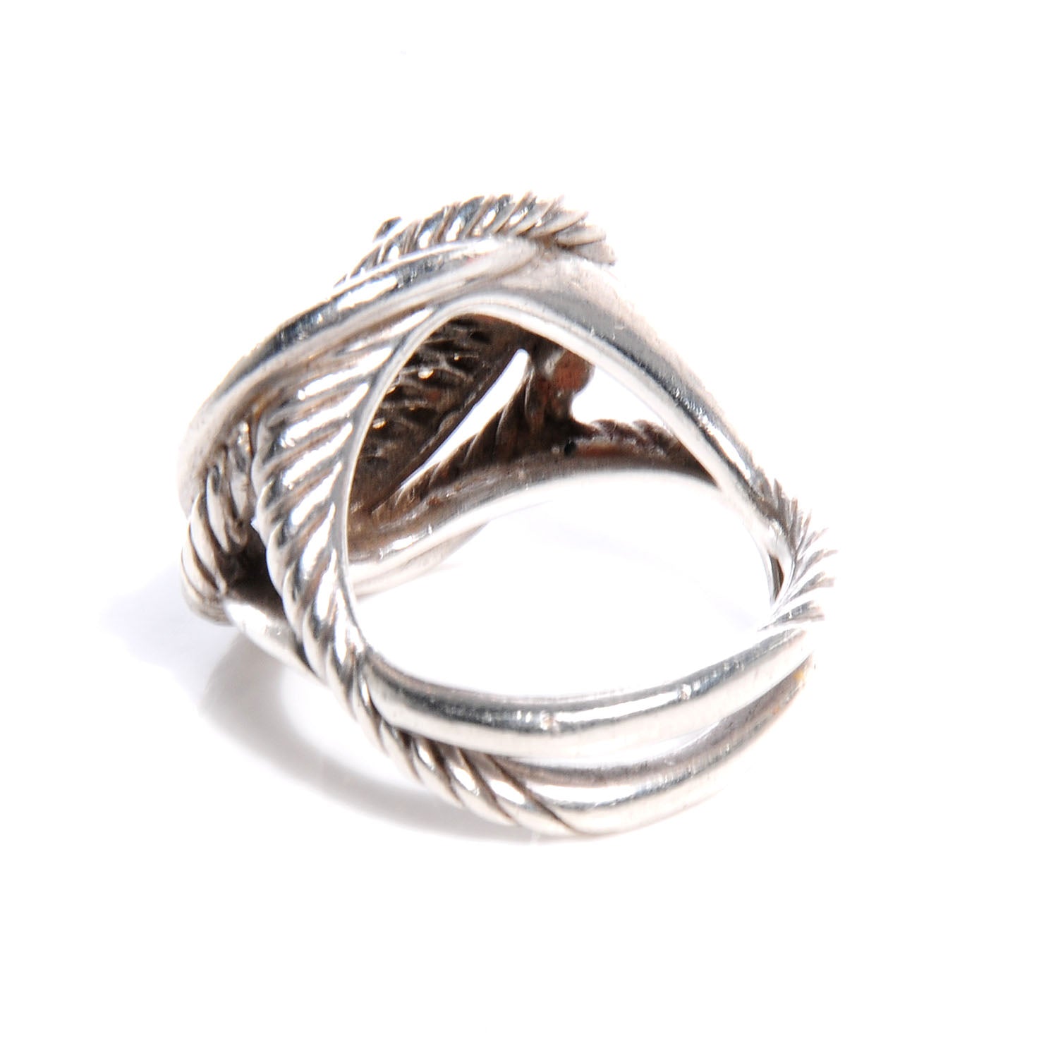 David Yurman Sterling Silver Pave Diamond 11mm Infinity Ring 54 7 3 of 4
