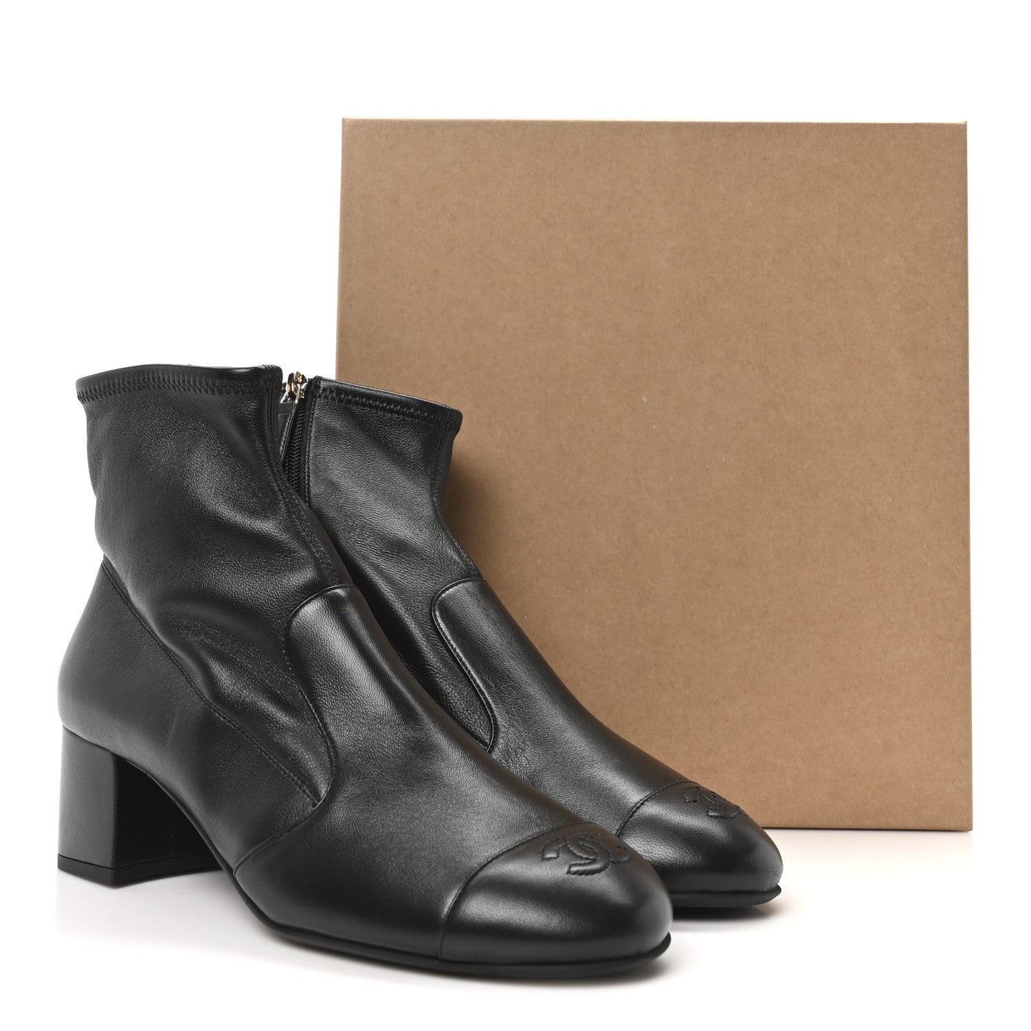 Chanel Stretch Lambskin Cap Toe CC Short Boots 41 Black 10 of 10