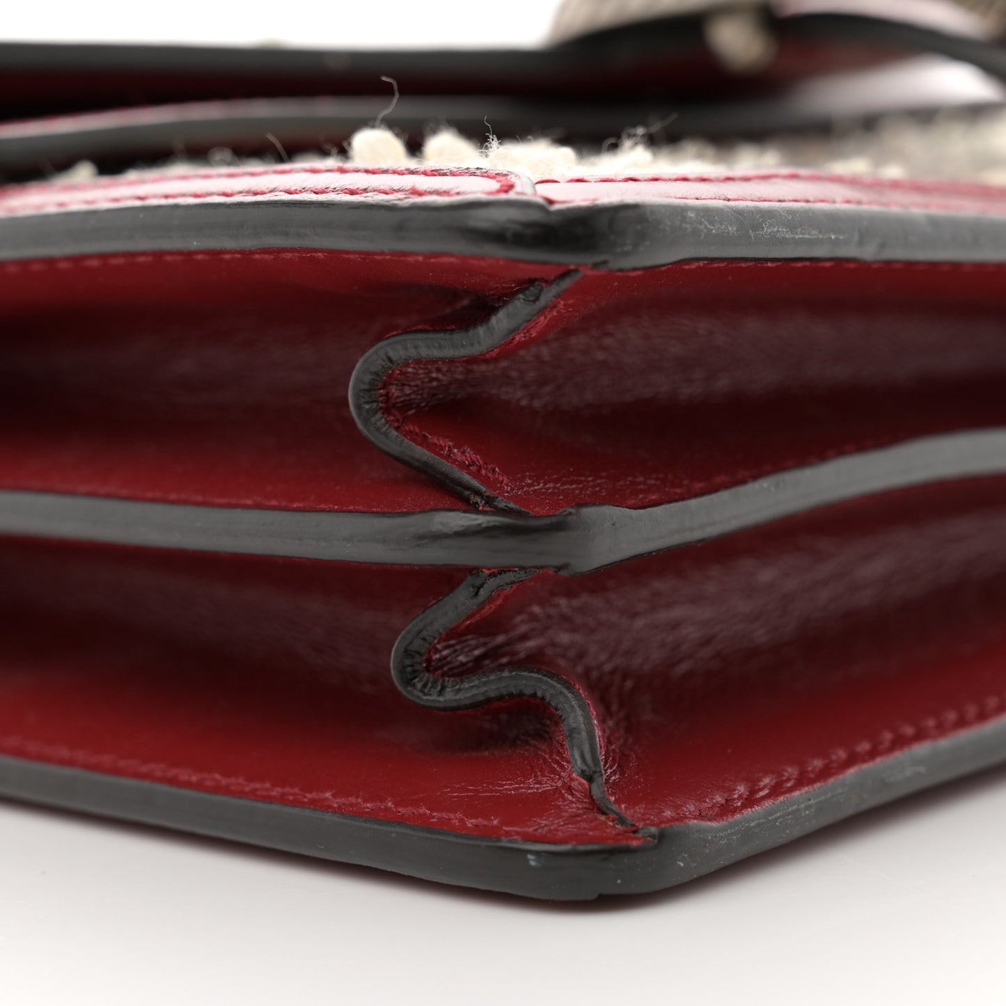 Tweed GG Monogram Small Dionysus Shoulder Bag White Black Romantic Cherry