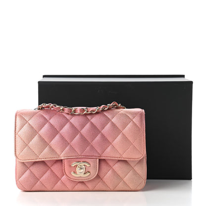 Chanel Metallic Lambskin Quilted Ombre Mini Rectangular Flap Pink 11 of 11