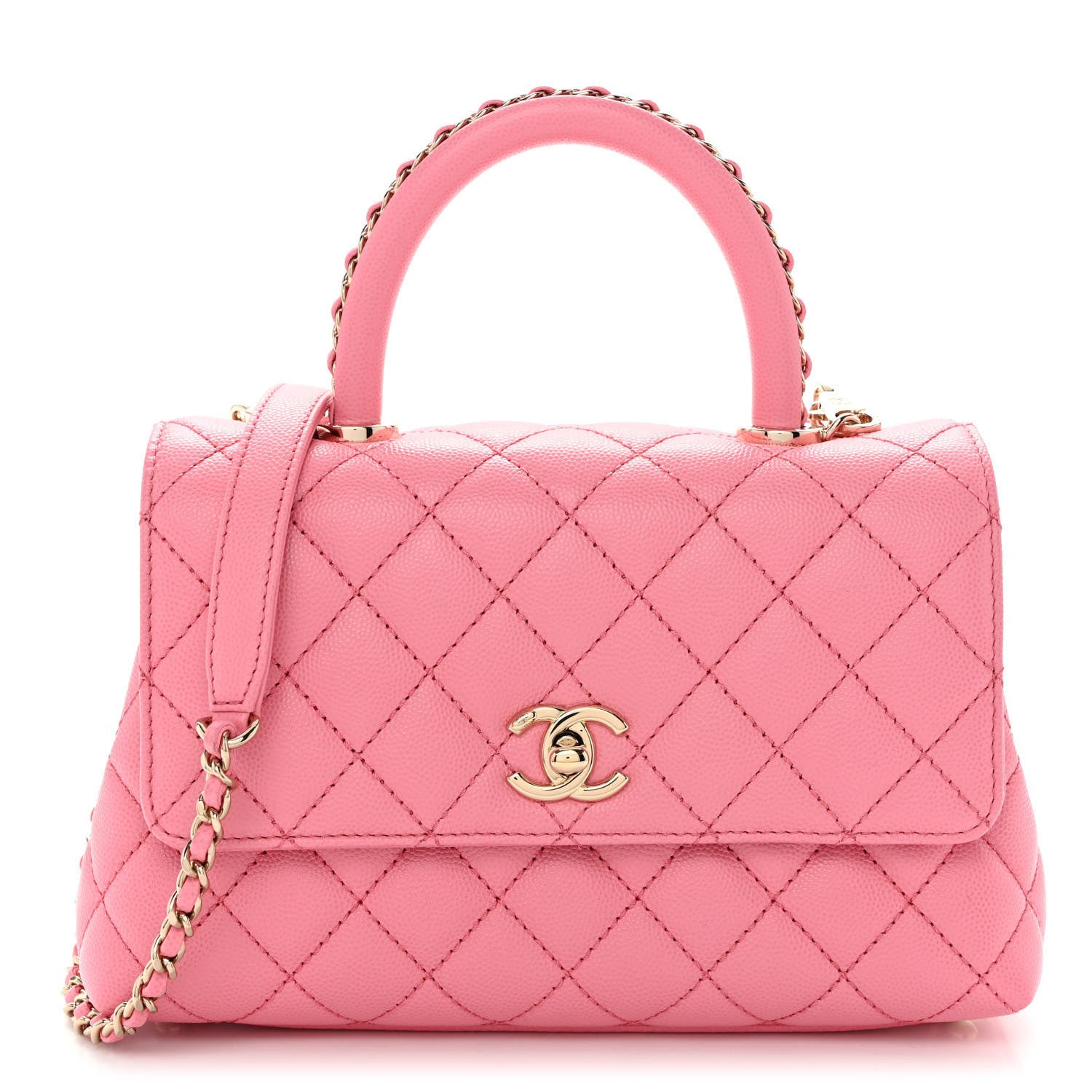 Chanel Caviar Quilted Mini Coco Chain Handle Flap Pink 1 of 11