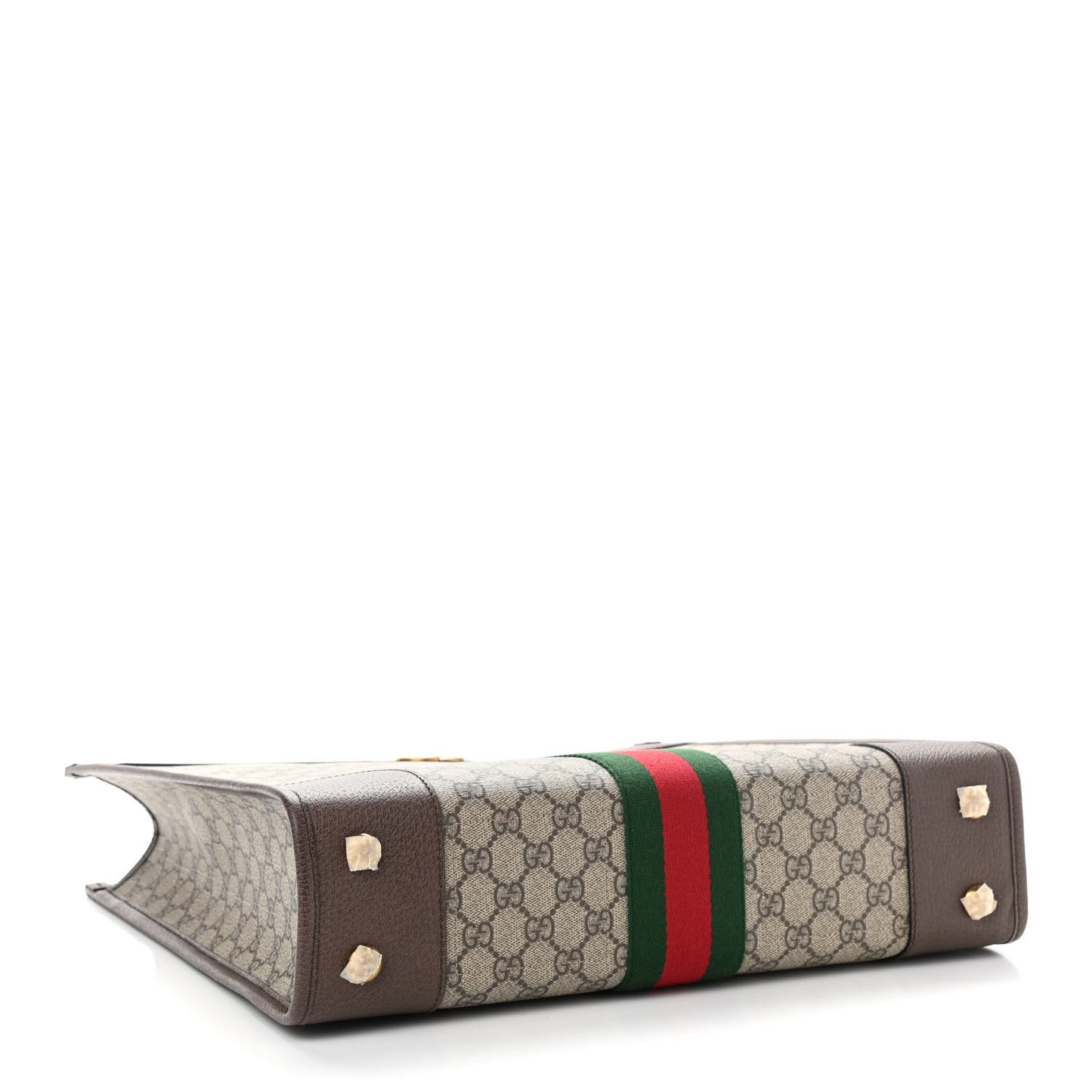 GG Supreme Monogram Textured Calfskin Web Medium Ophidia Slip Handle Tote Beige Ebony New Acero