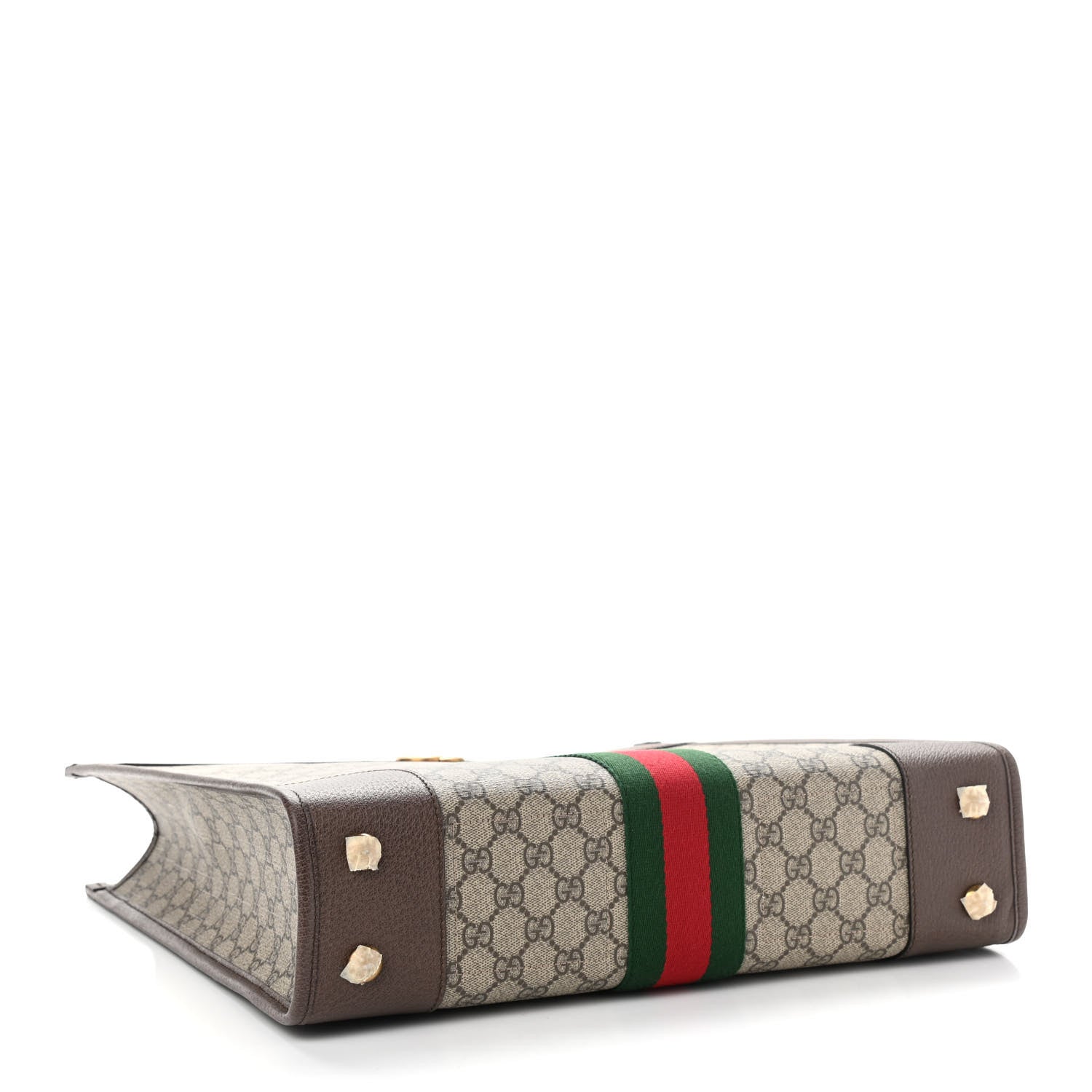 Gucci GG Supreme Monogram Textured Calfskin Web Medium Ophidia Slip Handle Tote Beige Ebony New Acero 4 of 9